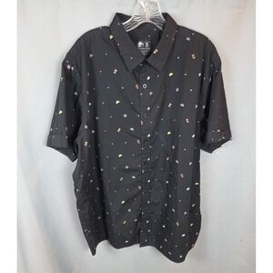 Taco Bell Black Button Down Merch Employee Shirt Hot Sauce Graphic AOP Men's XL